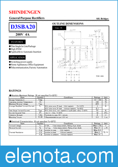 Shindengen D3SBA20 datasheet