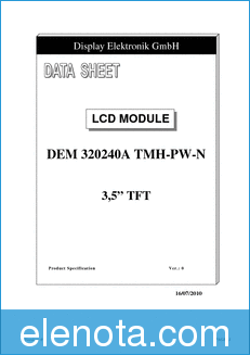 Display Elektronik DEM320240A-TMH datasheet