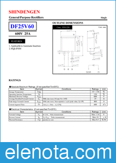 Shindengen DF25V60 datasheet