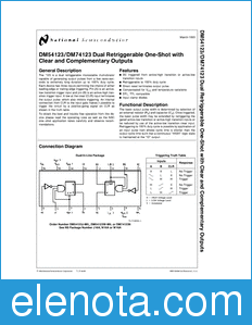 National Semiconductor DM54123 datasheet