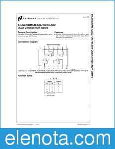 National Semiconductor DM54LS02 datasheet