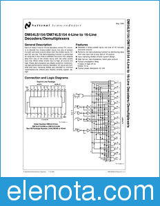 National Semiconductor DM54LS154 datasheet