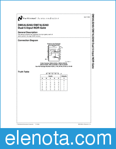National Semiconductor DM54LS260 datasheet