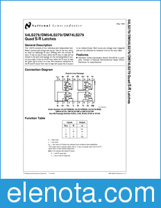 National Semiconductor DM54LS279 datasheet