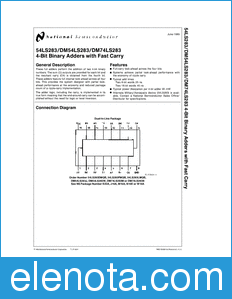 National Semiconductor DM54LS283 datasheet