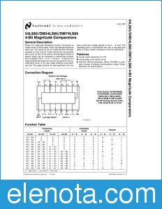 National Semiconductor DM54LS85 datasheet