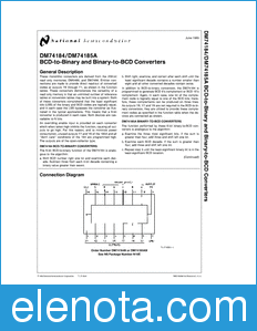 National Semiconductor DM74184 datasheet