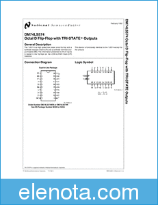 National Semiconductor DM74LS574 datasheet