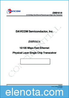 DAVICOM Semiconductor DM9161A datasheet