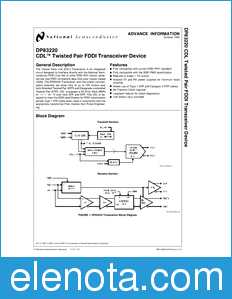 National Semiconductor DP83220 datasheet