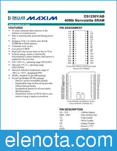 Maxim DS1250Y datasheet