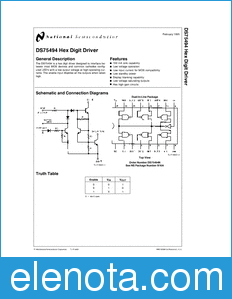 National Semiconductor DS75494 datasheet