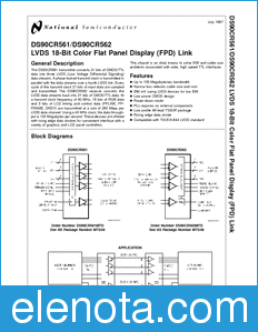 National Semiconductor DS90CR561 datasheet