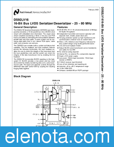 National Semiconductor DS92LV16 datasheet