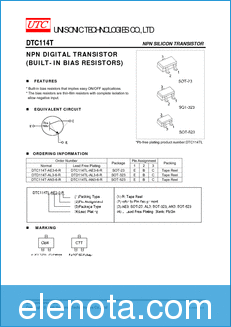 Unisonic Technologies DTC114T datasheet