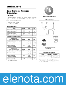 ON Semiconductor EMT2DXV6T5 datasheet