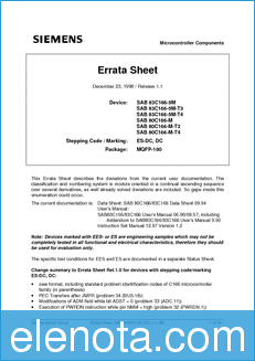 Infineon Errata Sheet datasheet