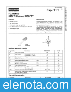 Fairchild FCA16N60 datasheet