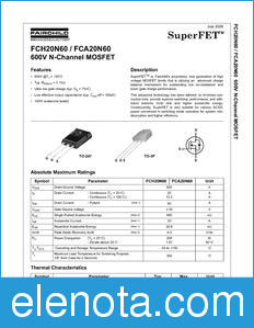 Fairchild FCA20N60 datasheet