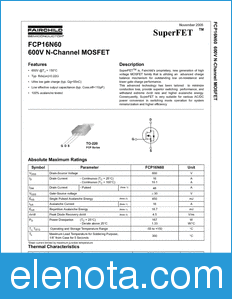 Fairchild FCP16N60 datasheet