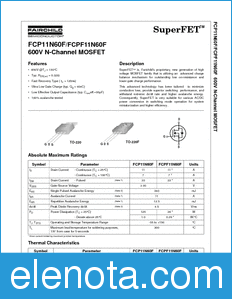 Fairchild FCPF11N60F datasheet