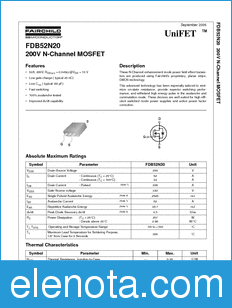 Fairchild FDB52N20 datasheet