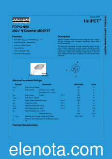 Fairchild FDP52N20 datasheet