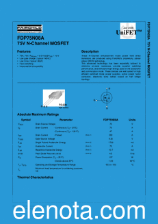 Fairchild FDP75N08A datasheet