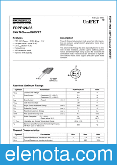 Fairchild FDPF12N35 datasheet