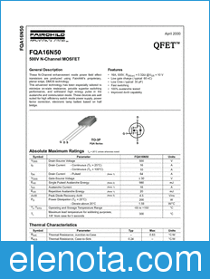 Fairchild FQA16N50 datasheet