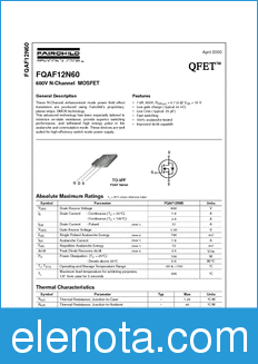 Fairchild FQAF12N60 datasheet