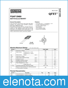 Fairchild FQAF13N80 datasheet