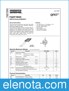 Fairchild FQAF19N20 datasheet
