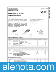 Fairchild FQB1P50 datasheet