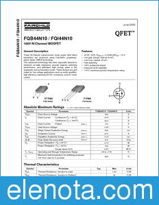 Fairchild FQB44N10 datasheet