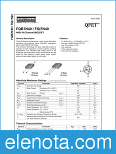 Fairchild FQB7N40 datasheet