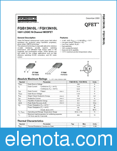 Fairchild FQI13N10L datasheet