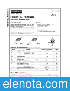 Fairchild FQI19N10L datasheet