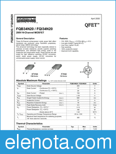 Fairchild FQI34N20 datasheet
