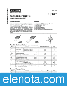 Fairchild FQI44N10 datasheet