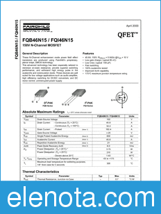 Fairchild FQI46N15 datasheet