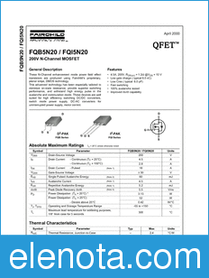 Fairchild FQI5N20 datasheet