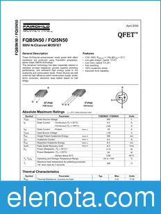 Fairchild FQI5N50 datasheet