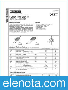 Fairchild FQI6N40 datasheet