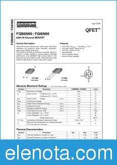 Fairchild FQI6N60 datasheet