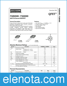 Fairchild FQI6N90 datasheet