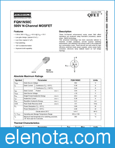 Fairchild FQN1N50C datasheet