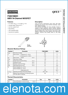Fairchild FQN1N60C datasheet