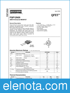 Fairchild FQP12N20 datasheet