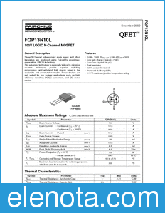 Fairchild FQP13N10L datasheet